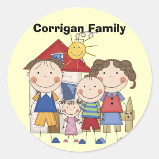 Mom, Dad, Big Boy, Small Girl Family Classic Round Sticker