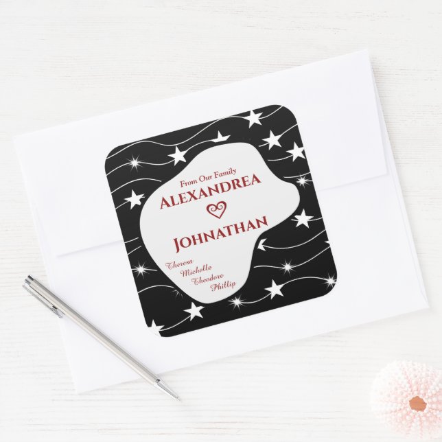 Mom Dad Children Kids Family Personalize Square Sticker (Envelope)