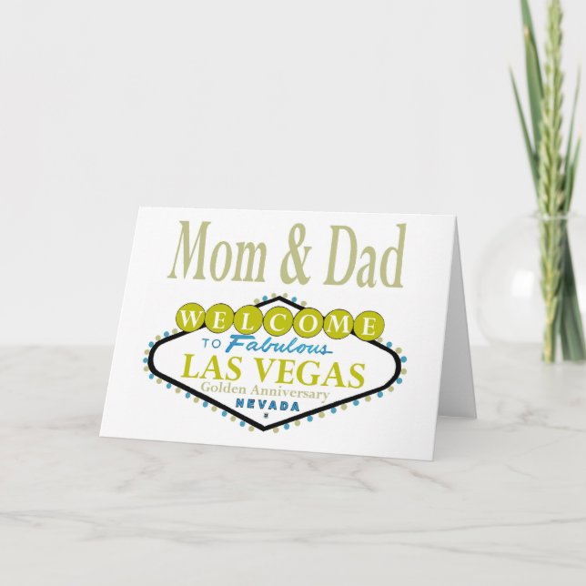 Mom & Dad Golden Las Vegas Anniversary Card (Front)