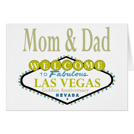 Mom & Dad Golden Las Vegas Anniversary Card