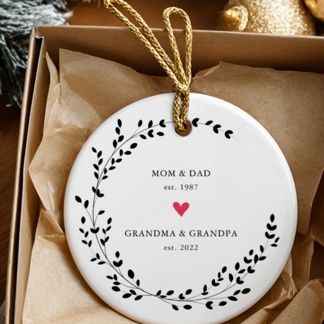 Mom Dad | Grandma Grandpa Year Est.  Ceramic Ornament (Creator Uploaded)