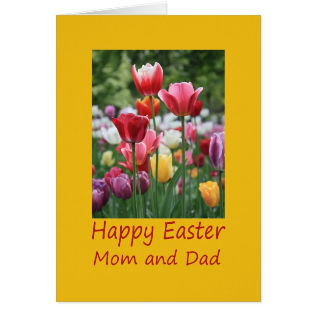 Mom & Dad Happy Easter Tulip card (Front)