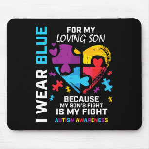 Mom Dad Heart Puzzle I Wear Blue For My Son Autism Mouse Pad