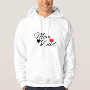 Mom & Dad Hearts - Elegant Typography Family Love Hoodie