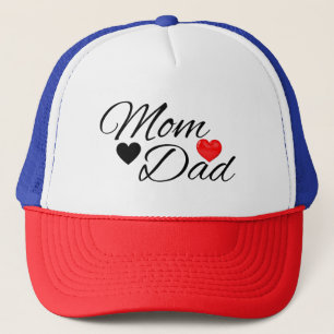 Mom & Dad Hearts - Elegant Typography Family Love Trucker Hat