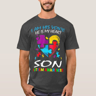 Mom Dad I Am His Voice He Is My Heart Son Autism A T-Shirt