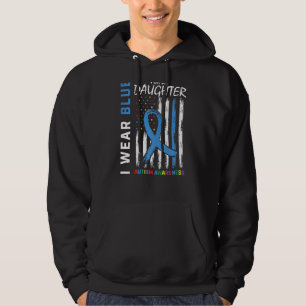 Mom Dad I Wear Blue For My Daughter Autism Awarene Hoodie