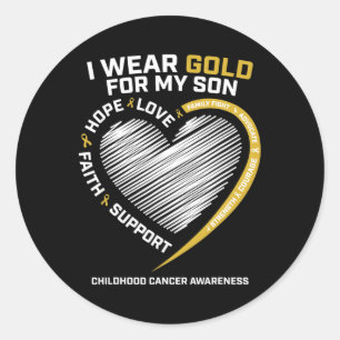 Mom Dad I Wear Gold For My Son Childhood Cancer Aw Classic Round Sticker