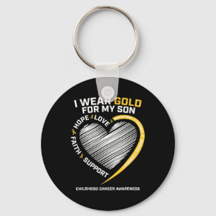 Mom Dad I Wear Gold For My Son Childhood Cancer Aw Keychain