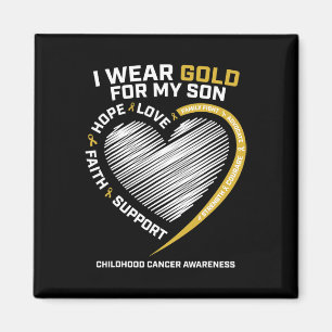 Mom Dad I Wear Gold For My Son Childhood Cancer Aw Magnet