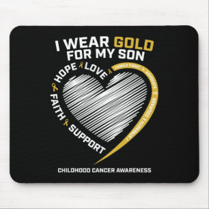 Mom Dad I Wear Gold For My Son Childhood Cancer Aw Mouse Pad
