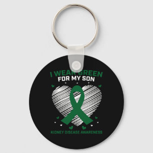 Mom Dad I Wear Green For My Son Kidney Disease Awa Keychain