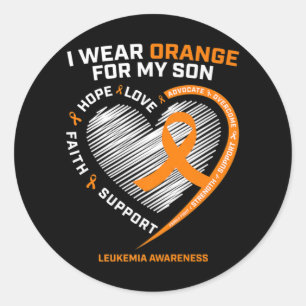 Mom Dad Leukaemia Awareness  Son Leukaemia Awarene Classic Round Sticker