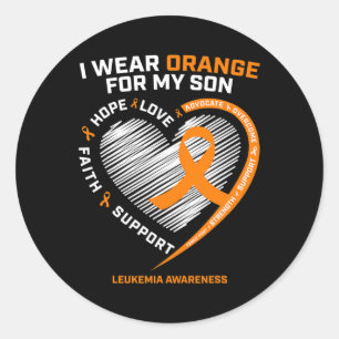 Mom Dad Leukaemia Awareness Son Leukaemia Awarene Classic Round Sticker