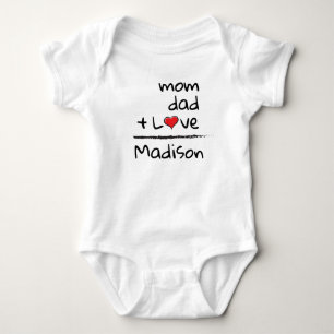 Mom Dad Love Baby Name Personalized Bodysuit