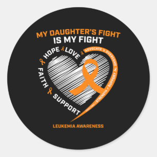Mom Dad Orange My Daughters Fight Leukaemia Cancer Classic Round Sticker