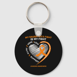 Mom Dad Orange My Daughters Fight Leukaemia Cancer Keychain