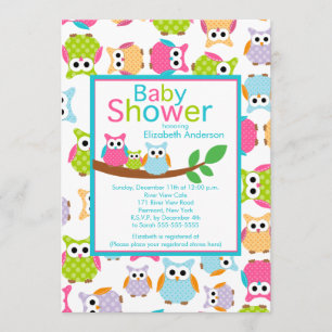Mom & Dad Owls with Baby Owl Baby Shower Invitation