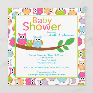 Mom & Dad Owls with Baby Owl Baby Shower Invitation