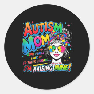 Mom Dad Parents Autism Awareness Classic Round Sticker