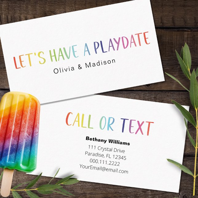 Mom Dad Playdate Simple Colourful Fun Calling Card (Creator Uploaded)