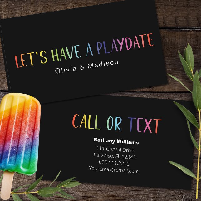 Mom Dad Playdate Simple Colourful Fun Calling Card (Creator Uploaded)