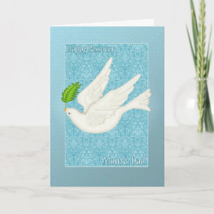 Mom & Dad Pretty Dove For Passover With Olive Leaf Card