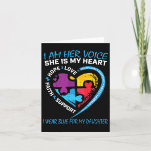 Mom Dad Puzzle I Wear Blue For My Daughter Autism Card