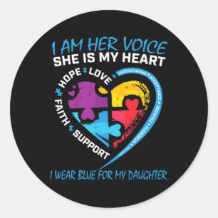 Mom Dad Puzzle I Wear Blue For My Daughter Autism Classic Round Sticker