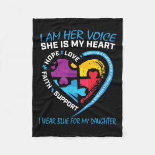 Mom Dad Puzzle I Wear Blue For My Daughter Autism Fleece Blanket