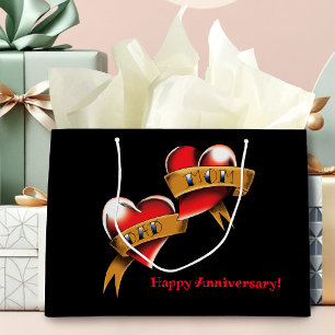 Mom Dad Red Hearts Tattoo Large Gift Bag