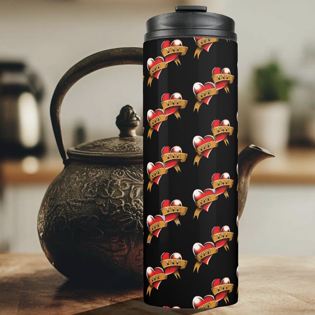 Mom Dad Red Hearts Tattoo Thermal Tumbler (Creator Uploaded)
