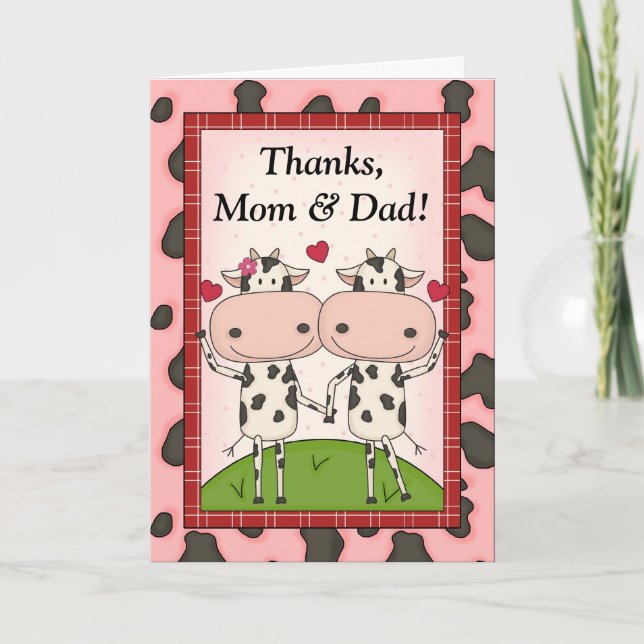Mom & Dad Thank You - Cows Card (Front)