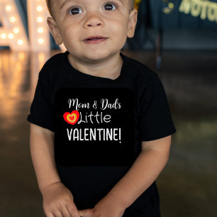 Mom & Dad's Little Valentine Cute Red Gold Heart  Baby T-Shirt