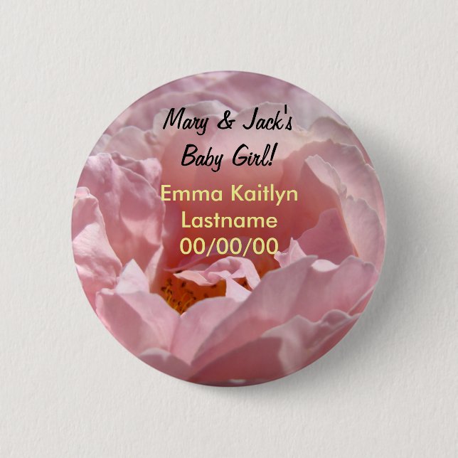 Mom Dad's Name Baby Girl buttons Baby Girls Name (Front)