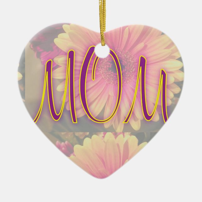 Mom Daisy Ceramic Ornament (Front)