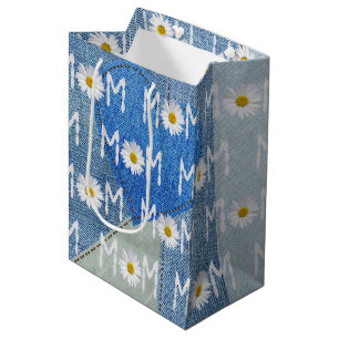Mom Daisy on Denim Medium Gift Bag
