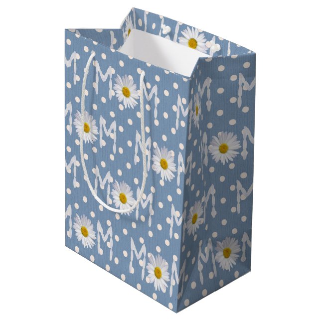 Mom Daisy On Polka Dots Medium Gift Bag (Back Angled)