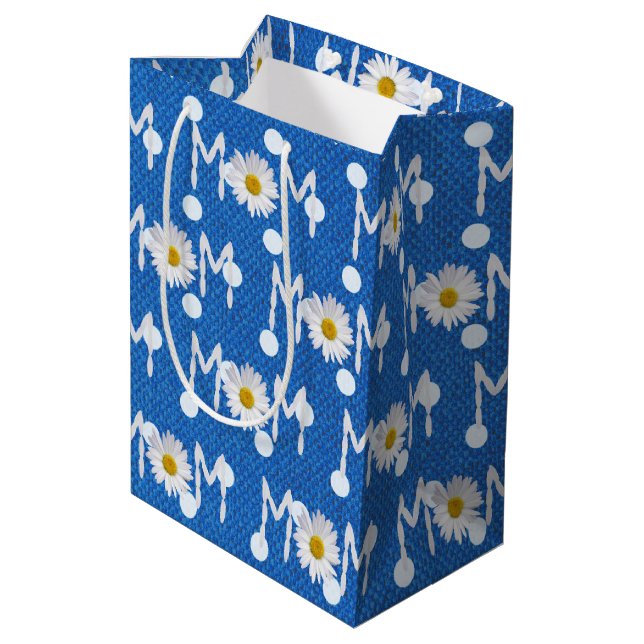 Mom Daisy On Polka Dots Medium Gift Bag (Back Angled)