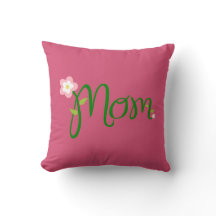 Mom Dark Pink Throw Pillow