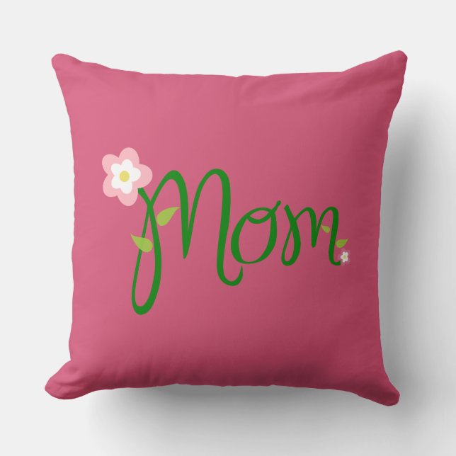Mom Dark Pink Throw Pillows (Front)