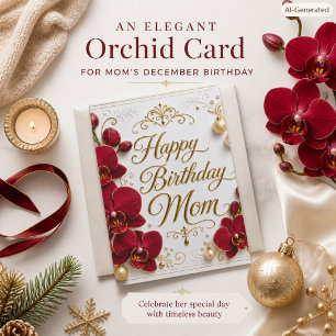 Mom December Birthday Elegant Orchid Red Flower Card