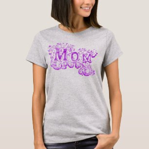 Mom decorative purple text t-shirt