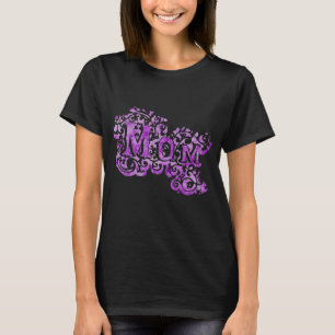 Mom decorative purple text t-shirt