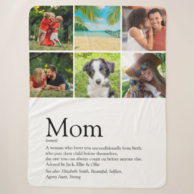 Mom Definition 6 Family Photo Collage Sherpa Blanket (Front)