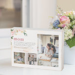 Mom Definition | Floral Three Photo Wooden Box Sign<br><div class="desc">Modern 3 photo collage wooden box sign. Featuring a sweet definition of what a Mom is with room for custom message, names and/or year. She gave birth to you, she fed you, she picked you up from awful middle school dances; make sure to show her how thankful you are! Photo...</div>