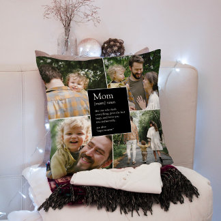 Mom Definition Funny & Heartfelt Family Photo Throw Pillow