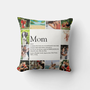 Mom Definition Quote 12 Photo Collage Throw Pillow
