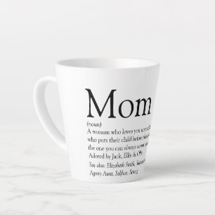 Mom Definition Quote Black and White Latte Mug