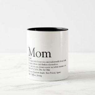Mom Definition Quote Black and White Two-Tone Coffee Mug